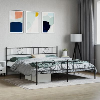 vidaXL Estrutura de cama com cabeceira e pés 193x203 cm metal preto