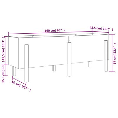 vidaXL Canteiro elevado de jardim 160x50x57 cm pinho maciço preto