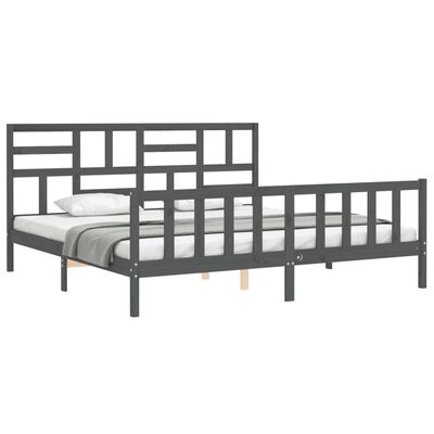 vidaXL Estrutura de cama com cabeceira 200x200 cm madeira maciça cinza