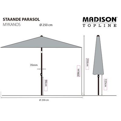 Madison Guarda-sol Mykanos 250 cm cor cru