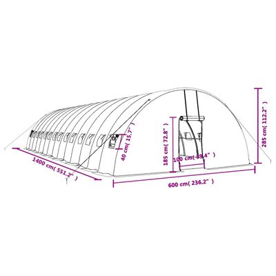 vidaXL Estufa com estrutura de aço 84 m² 14x6x2,85 m branco