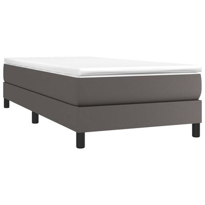 vidaXL Estrutura de cama 90x190 cm couro artificial cinzento