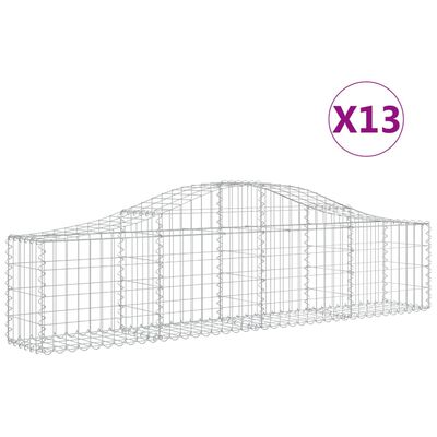 vidaXL Cestos gabião arqueados 13pcs 200x30x40/60 cm ferro galvanizado