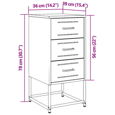 vidaXL Mesas de cabeceira 2 pcs 36x39x78 cm aço preto