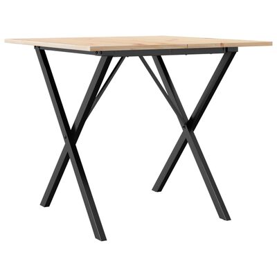 vidaXL Mesa de jantar estrutura em X 80x80x75 cm pinho e ferro fundido