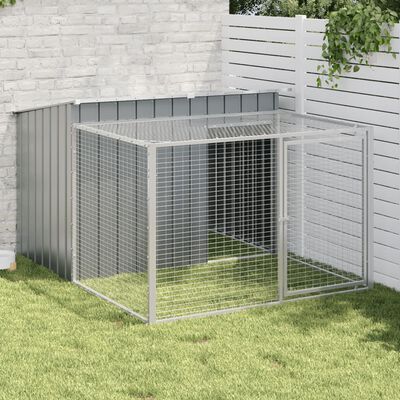 vidaXL Casota p/ cães c/ parque 153x194x110 cm aço galvaniz. antracite