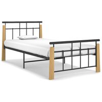 vidaXL Estrutura de cama 90x200 cm metal e madeira de carvalho maciça