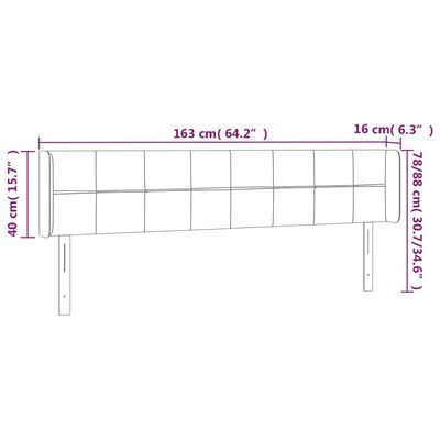 vidaXL Cabeceira de cama c/ luzes LED tecido 163x16x78/88 cm cor creme