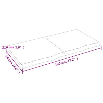 vidaXL Tampo de mesa 120x60x(2-4) cm carvalho tratado castanho-escuro