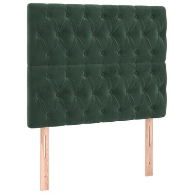 vidaXL Cabeceira de cama 2 pcs veludo 90x7x78/88 cm verde-escuro