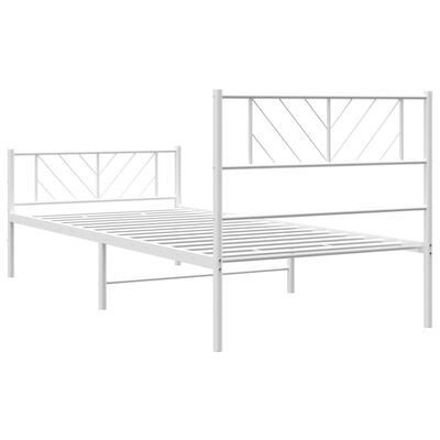 vidaXL Estrutura de cama com cabeceira e pés 100x190 cm metal branco