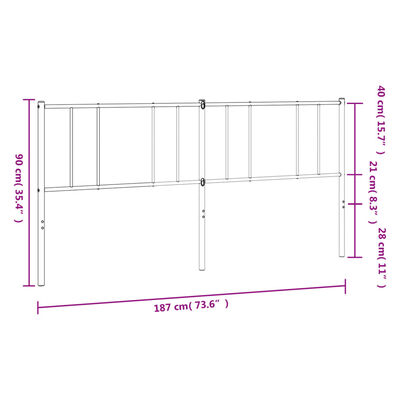 vidaXL Cabeceira de cama 180 cm metal branco