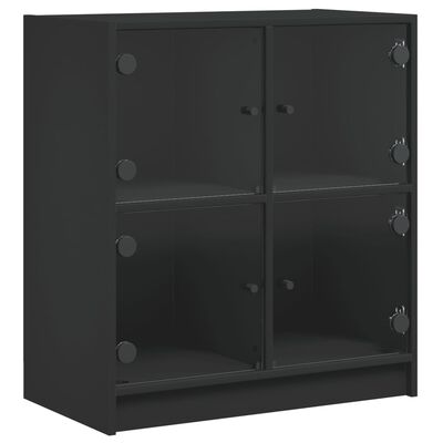 vidaXL Armário de apoio c/ portas de vidro 68x37x75,5 cm preto