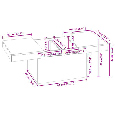 vidaXL Mesa de centro 80x55x40 cm derivados de madeira cinzento sonoma