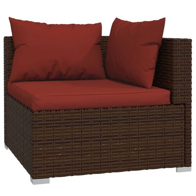 vidaXL 6 pcs conjunto lounge jardim c/ almofadões vime PE castanho