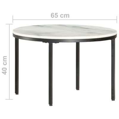 vidaXL Mesa de centro Ø65 cm mármore genuína maciça branco e preto