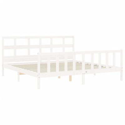 vidaXL Estrutura de cama com cabeceira 200x200cm madeira maciça branco