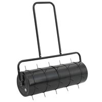 vidaXL Rolo relvado jardim c/ grampos arejamento 63L ferro/aço preto