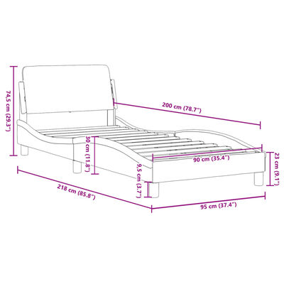 vidaXL Estrutura de cama c/ cabeceira 90x200 cm veludo verde-escuro