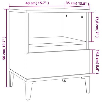 vidaXL Mesas de cabeceira 2 pcs 40x35x50 cm branco brilhante