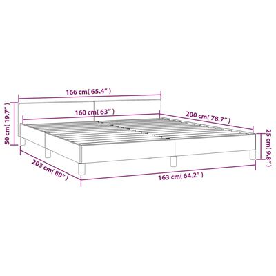 vidaXL Estrutura de cama sem colchão 160x200 cm tecido castanho-escuro