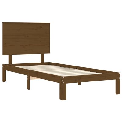 vidaXL Estrutura cama cabeceira 100x200cm madeira maciça castanho-mel