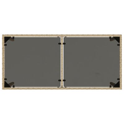 vidaXL Mesa de jardim com tampo de vidro 115x54x74 cm vime PE bege