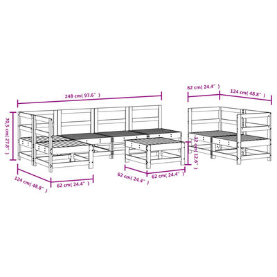 vidaXL 8 pcs conjunto lounge de jardim pinho maciço cinza