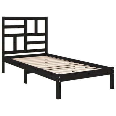 vidaXL Estrutura de cama solteiro 90x190 cm madeira maciça preto