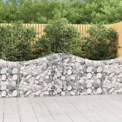 vidaXL Cestos gabião arqueados 4 pcs 200x30x80/100cm ferro galvanizado