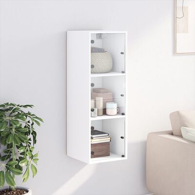 vidaXL Armário de parede c/ portas de vidro 35x37x100 cm branco