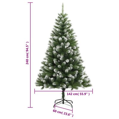 vidaXL Árvore de Natal artificial articulada c/ flocos de neve 240 cm