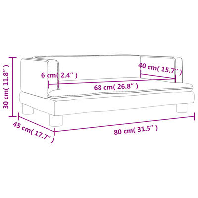 vidaXL Sofá infantil 80x45x30 cm couro artificial cinzento