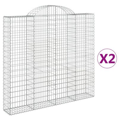 vidaXL Cestos gabião arqueados 2pcs 200x30x180/200cm ferro galvanizado