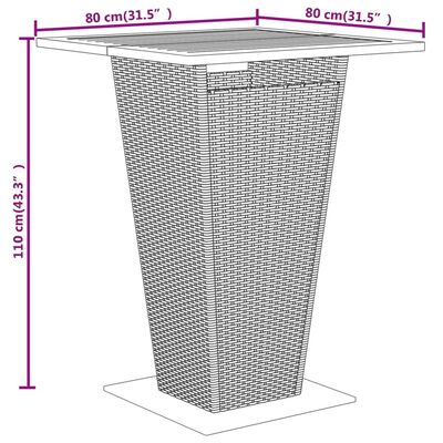 vidaXL 5 pcs conjunto de bar p/ jardim vime PE/acácia maciça preto