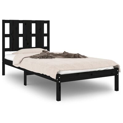 vidaXL Estrutura de cama 100x200 cm pinho maciço preto