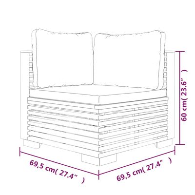 vidaXL 8 pcs conjunto lounge jardim c/ almofadões madeira teca maciça