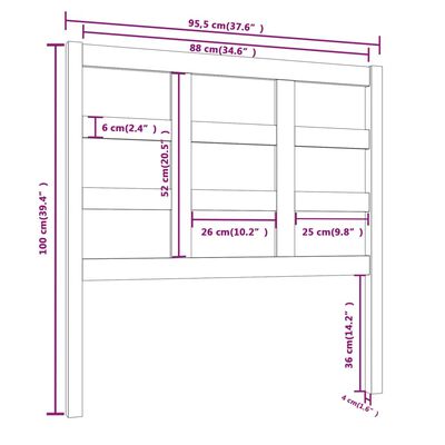 vidaXL Cabeceira de cama 95,5x4x100 cm pinho maciço