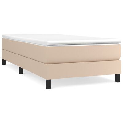 vidaXL Estrutura de cama 90x190 cm couro artificial cappuccino