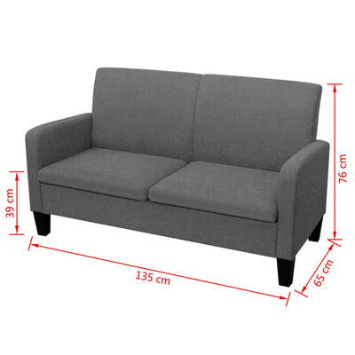 vidaXL Sofá de 2 lugares 135x65x76 cm cinzento escuro