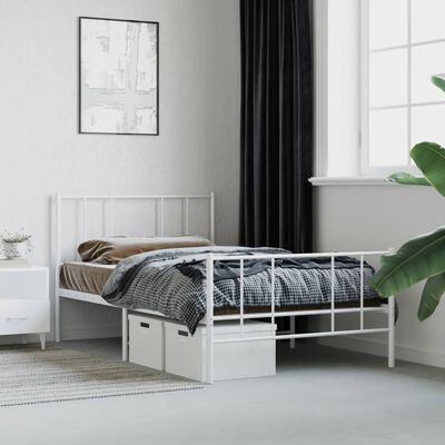 vidaXL Estrutura de cama com cabeceira e pés 100x200 cm metal branco