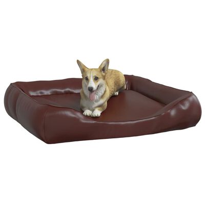 vidaXL Cama para cães 105x80x25 cm couro artificial castanho