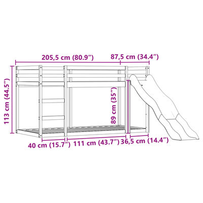 vidaXL Beliche com escorrega e cortinas 80x200 cm rosa