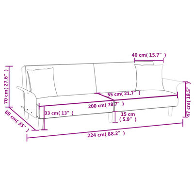 vidaXL Sofá-cama com apoio de braços tecido cinzento-escuro