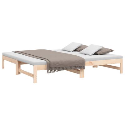 vidaXL Sofá-cama de puxar 2x(75x190) cm madeira de pinho maciça