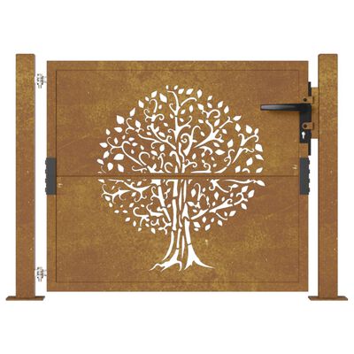 vidaXL Portão de jardim 105x105 cm aço corten design árvore