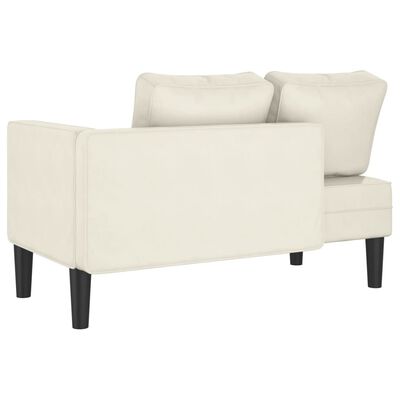 vidaXL Chaise lounge com almofadões veludo creme