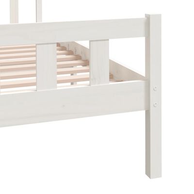 vidaXL Estrutura de cama casal 135x190 cm madeira maciça branco