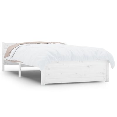 vidaXL Estrutura de cama solteiro 90x190 cm madeira maciça branco