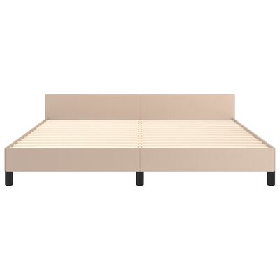 vidaXL Estrutura cama cabeceira 180x200 cm couro artificial cappuccino